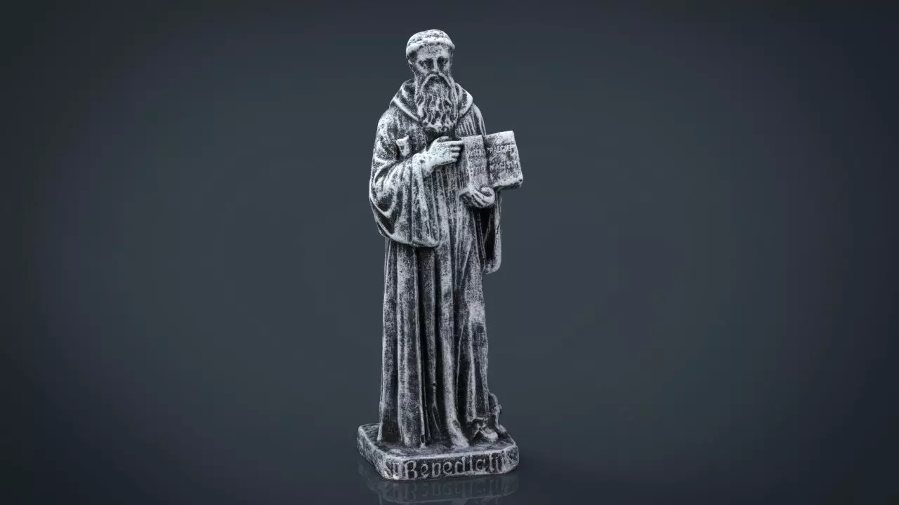 Saint Benedict Low-poly 3D model_0