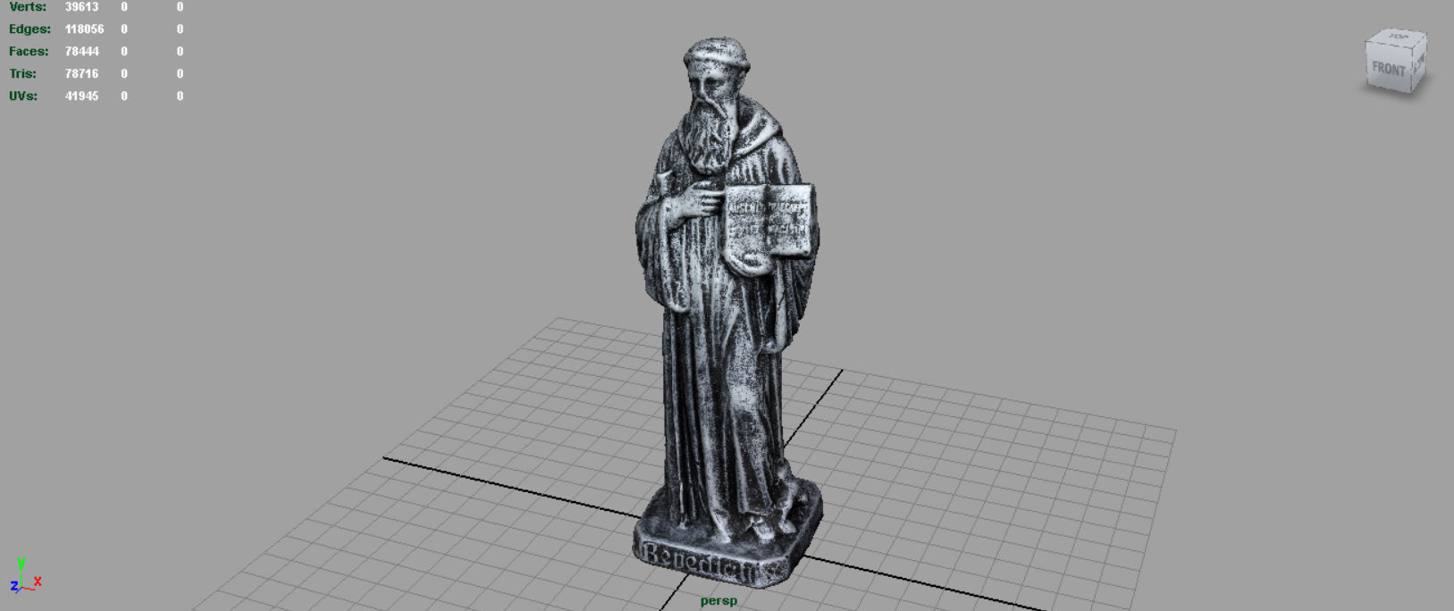 Saint Benedict Low-poly 3D model_3