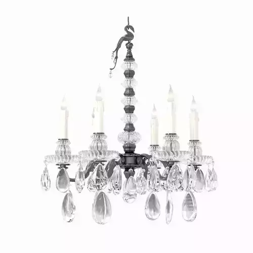 Maison Bagues Bronze Crystal and Rock Crystal Six-Light Chandeli 3D model
