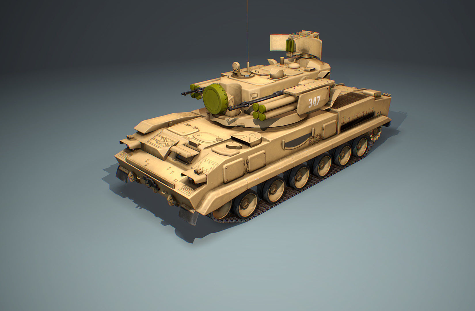 2K22 Tunguska - Russian SAM Low-poly 3D model_11