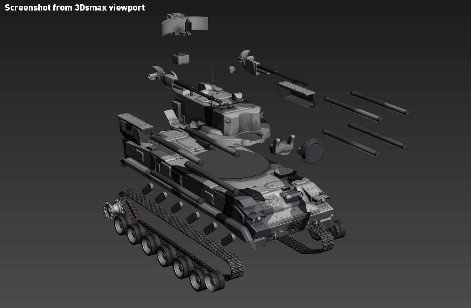 2K22 Tunguska - Russian SAM Low-poly 3D model_23