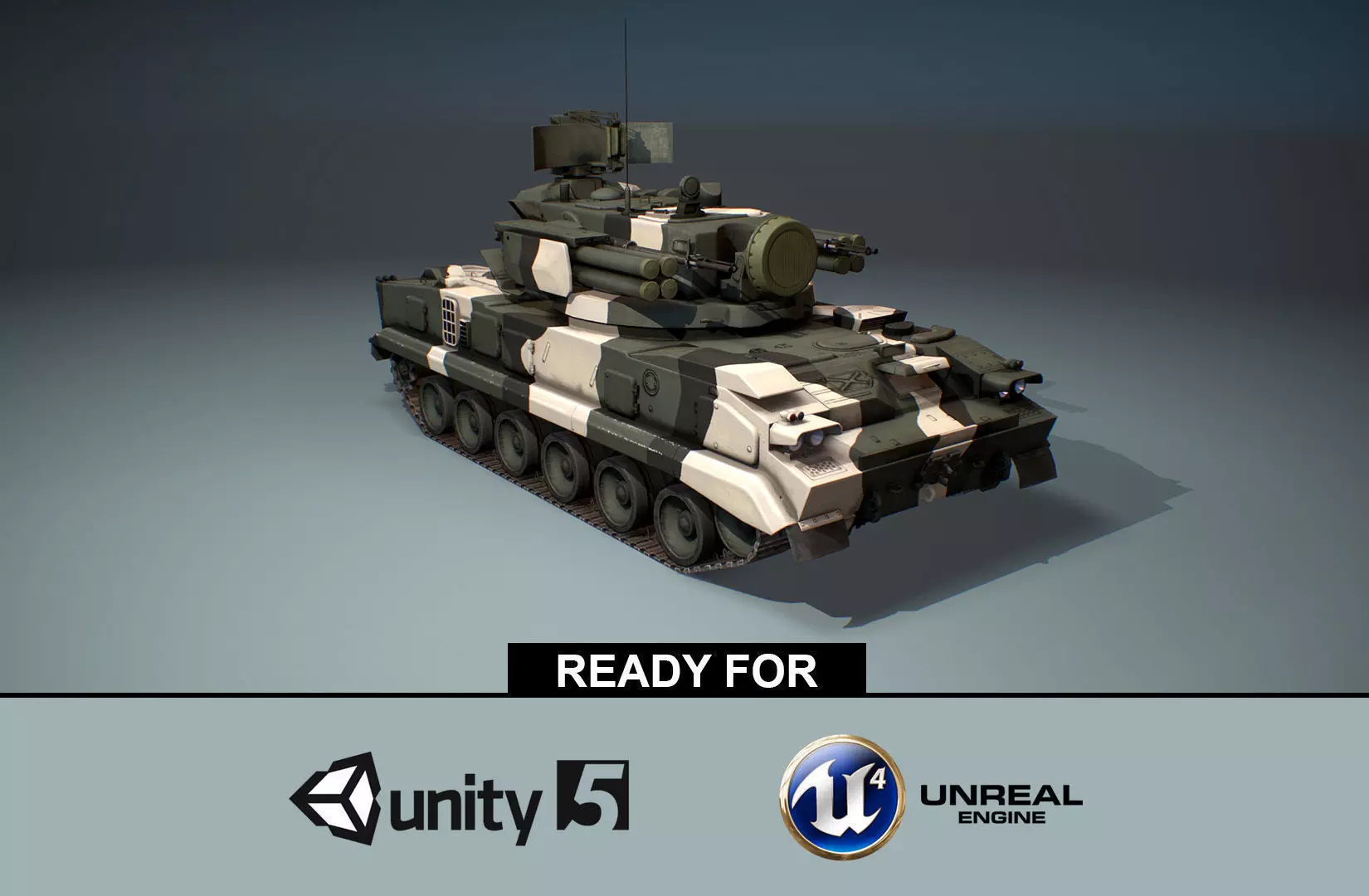 2K22 Tunguska - Russian SAM Low-poly 3D model_0