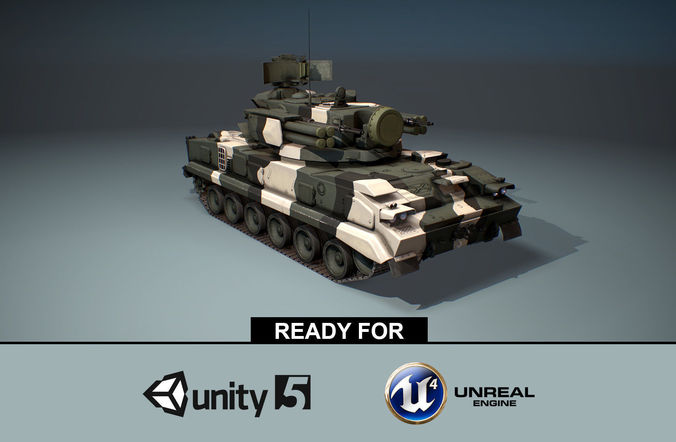 2K22 Tunguska -  Russian SAM Low-poly 3D model