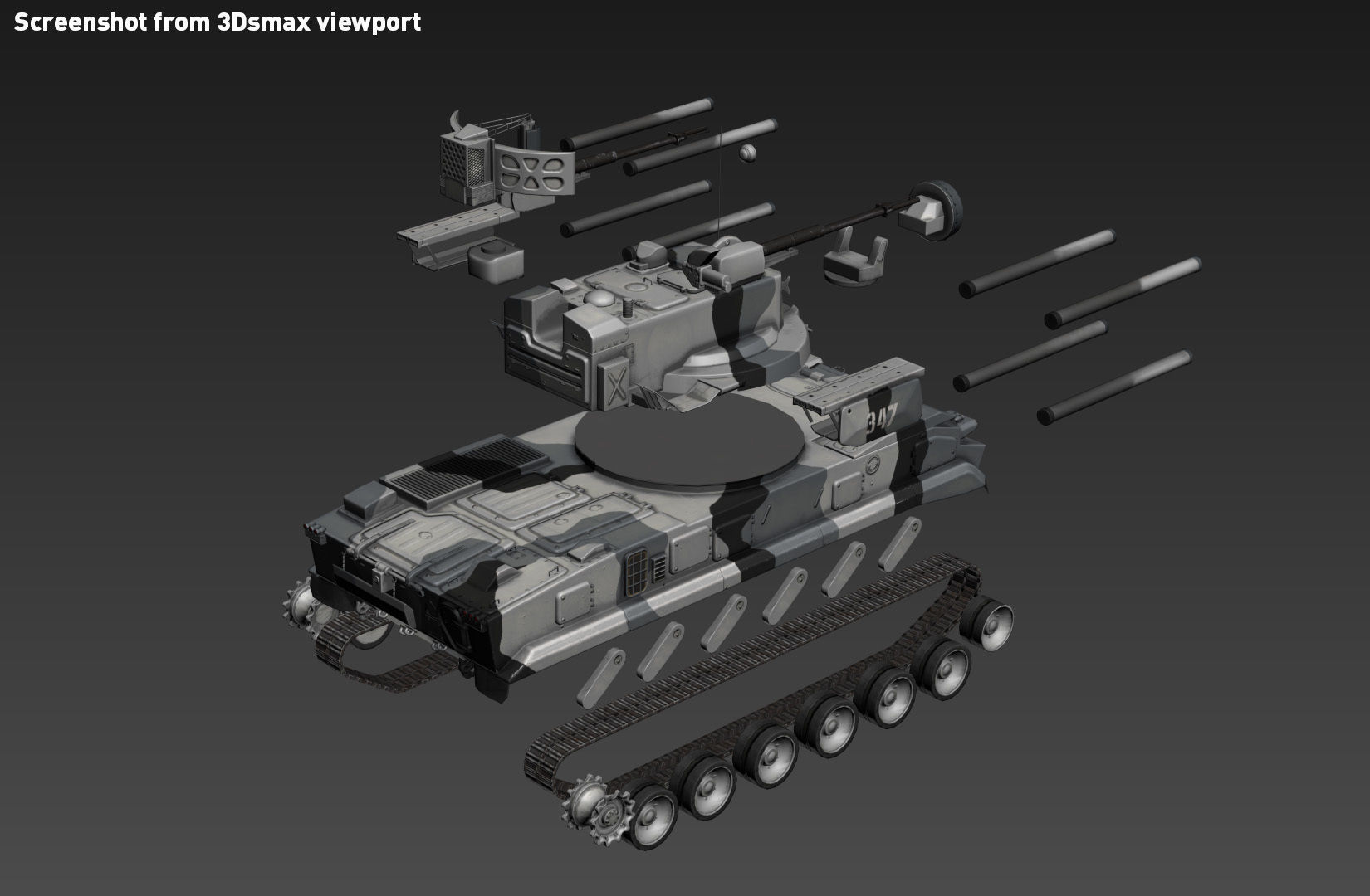 2K22 Tunguska - Russian SAM Low-poly 3D model_22