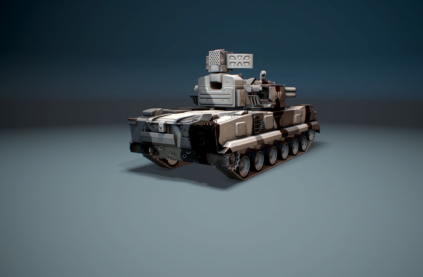 2K22 Tunguska - Russian SAM Low-poly 3D model_7