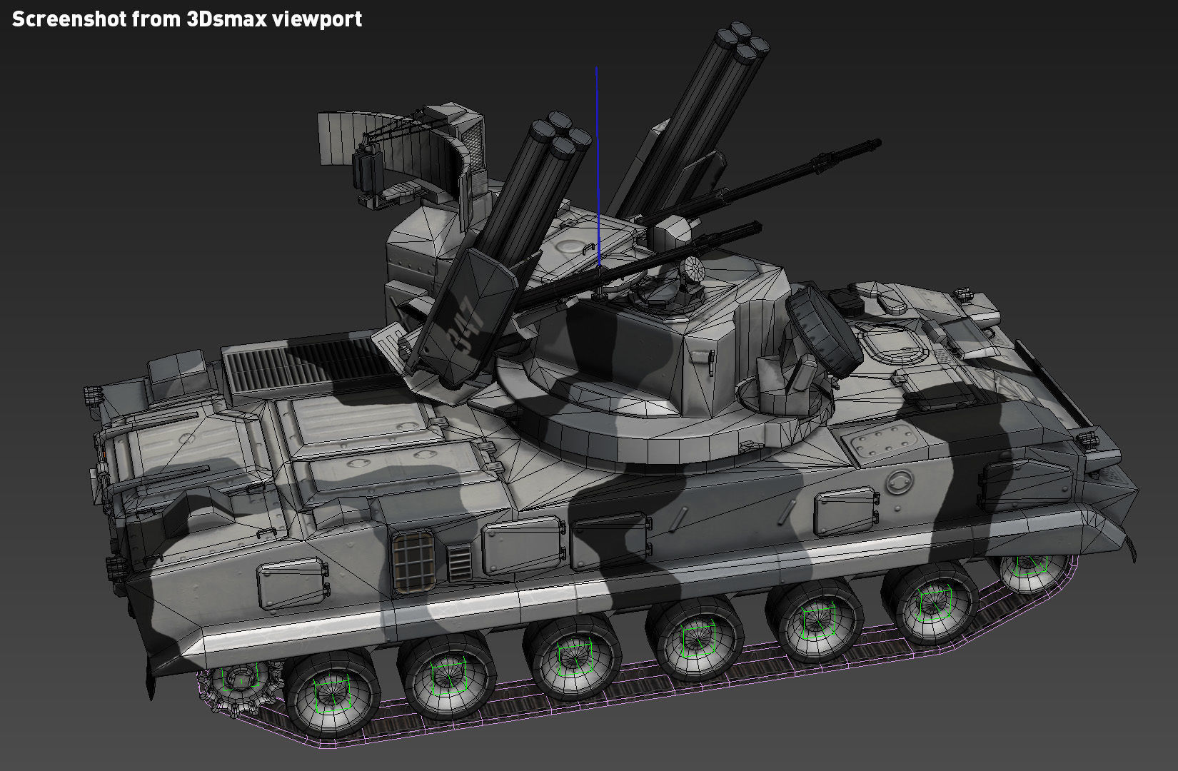 2K22 Tunguska - Russian SAM Low-poly 3D model_21