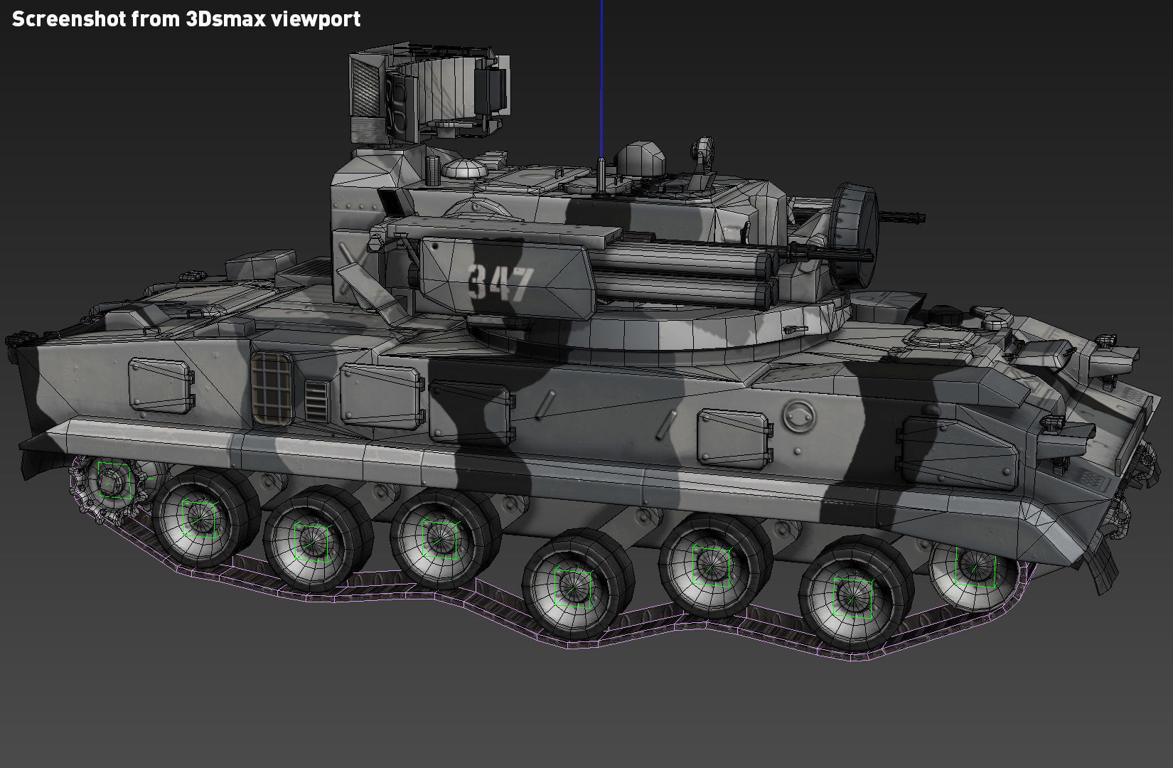 2K22 Tunguska - Russian SAM Low-poly 3D model_20