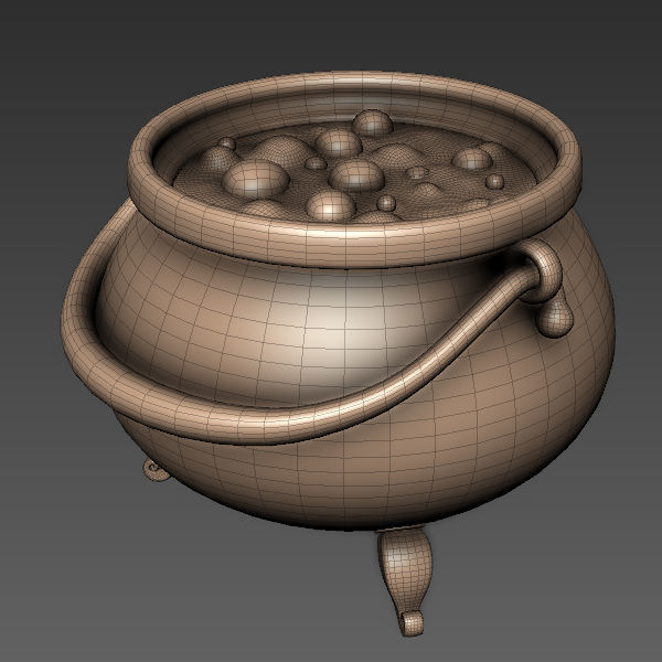 Witch Cauldron cartoon 3D model_6