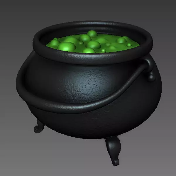Witch Cauldron cartoon 3D model_0
