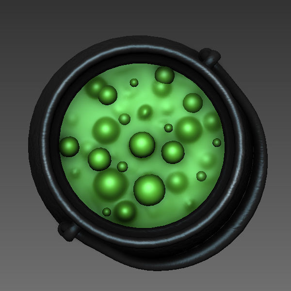 Witch Cauldron cartoon 3D model_2