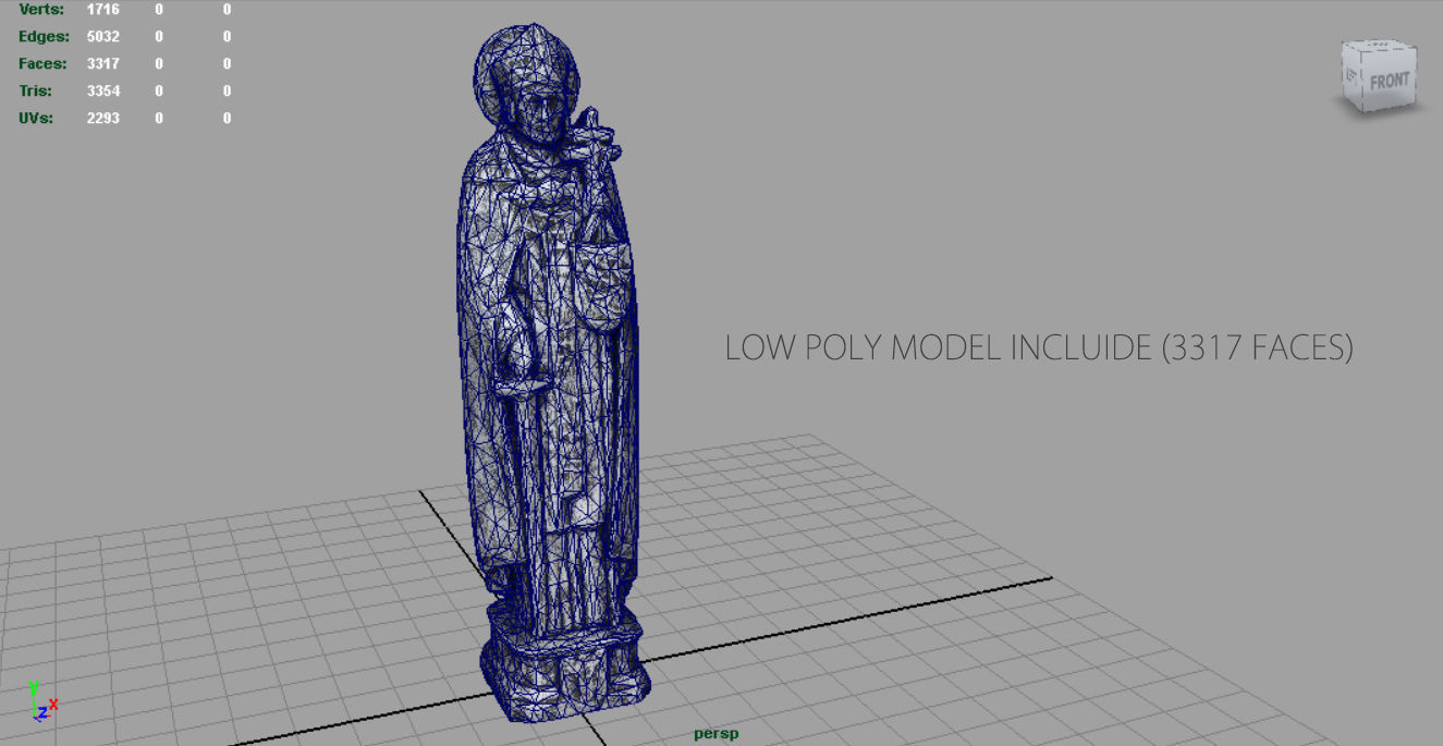 Saint Thomas Aquinas Low-poly 3D model_11