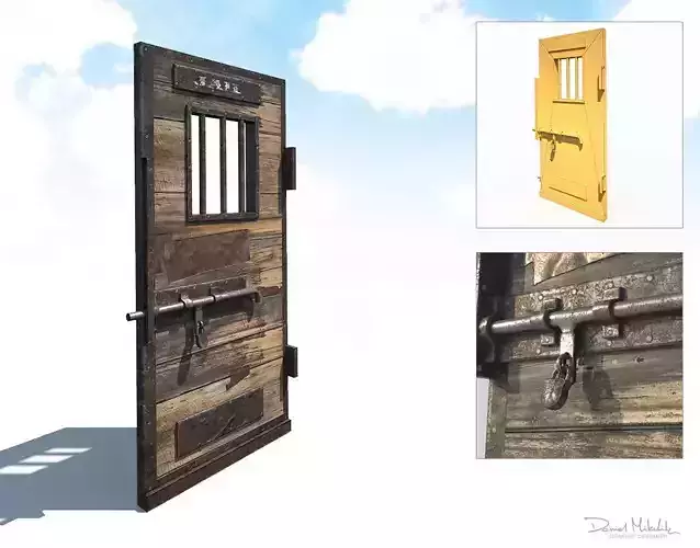 Western Prison Jail Door Low Poly PBR Free Low-poly 3D model