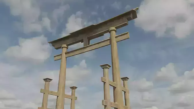 Low Poly PBR Torii Gate Low-poly 3D model