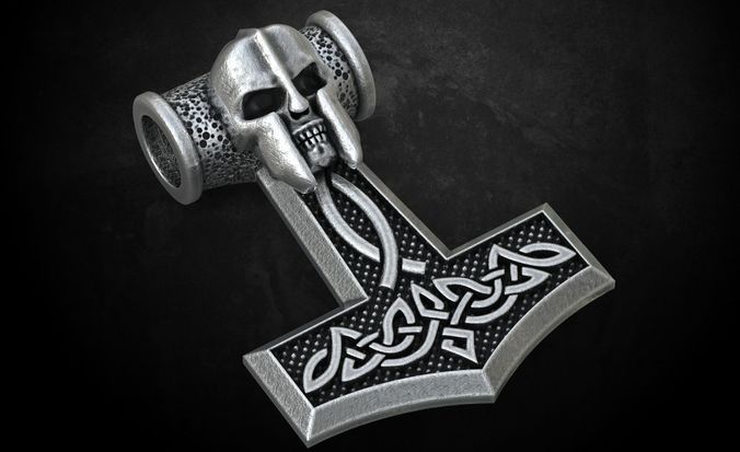 Pendant hammer with ancient knight 215 3D print model