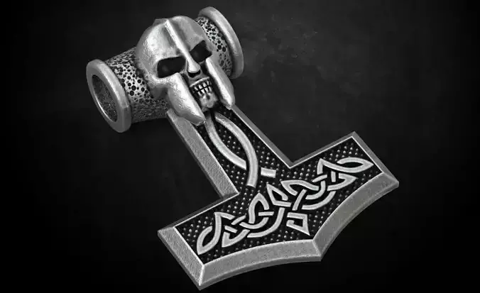 Pendant hammer with ancient knight 215 3D print model