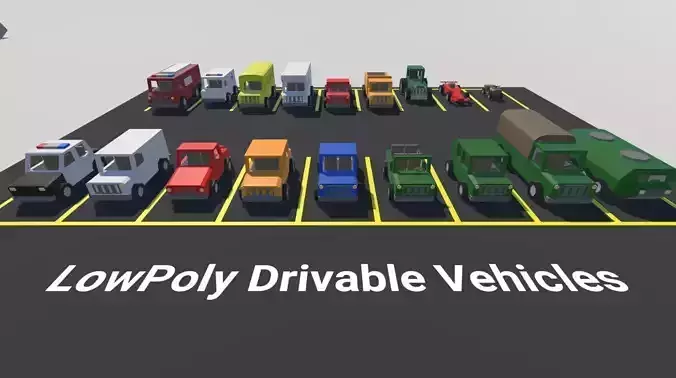Low Poly Drivable Vehicles Low-poly 3D model