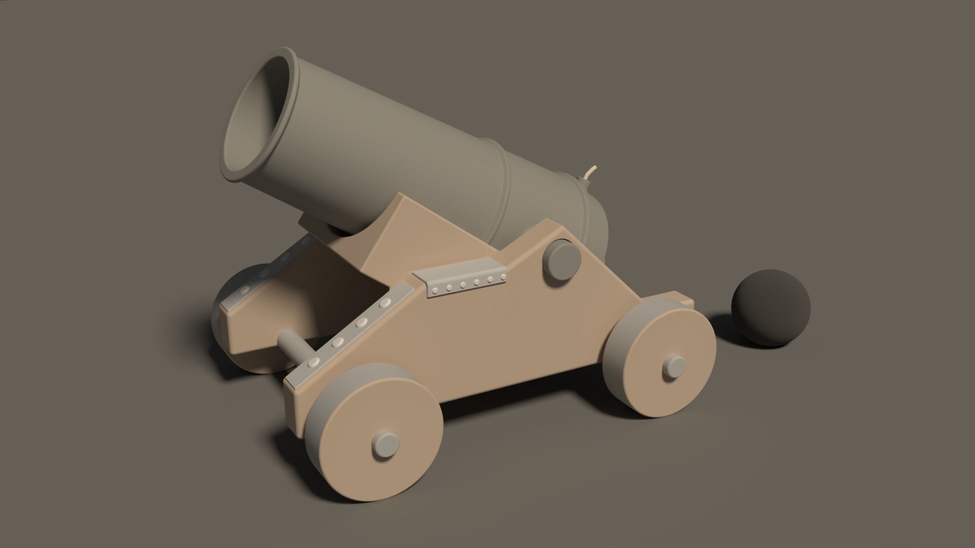 Cannon with textured parts Free 3D model_1