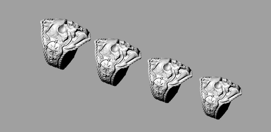 Ring with the skull at anchor 3d model for 3d printing 3D print model_7