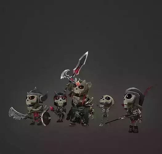 Mini Skeleton Swarm Pack - Low Poly Hand Painted Low-poly 3D model
