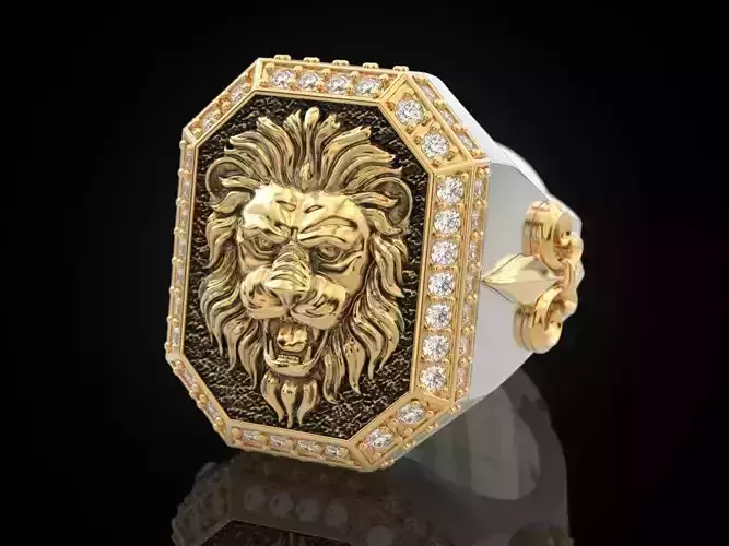 A large ring with a lion and an all-seeing eye New Ubdate 3D print model