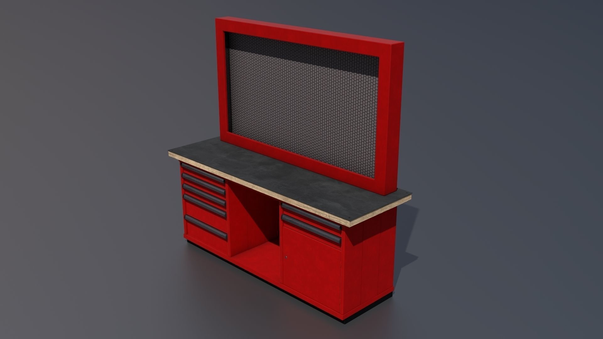 Workshop PBR closets benches boxes and tables 3D model_50