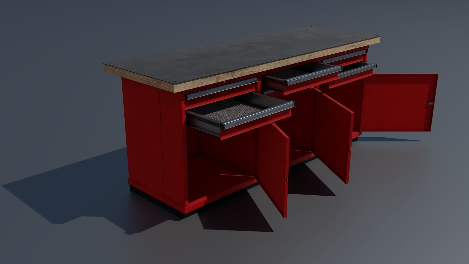 Workshop PBR closets benches boxes and tables 3D model_44