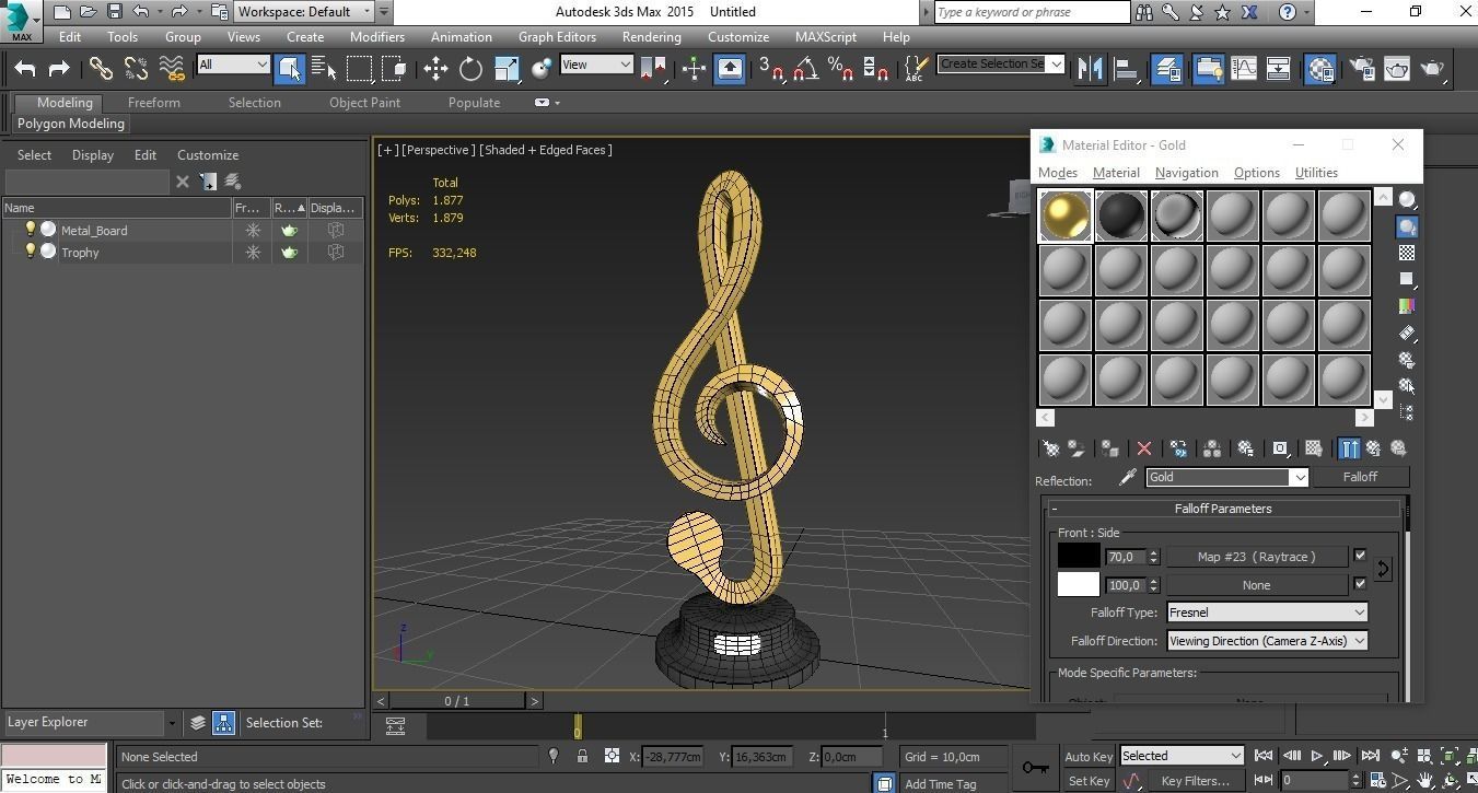 Music Trophy Low-poly 3D model_7