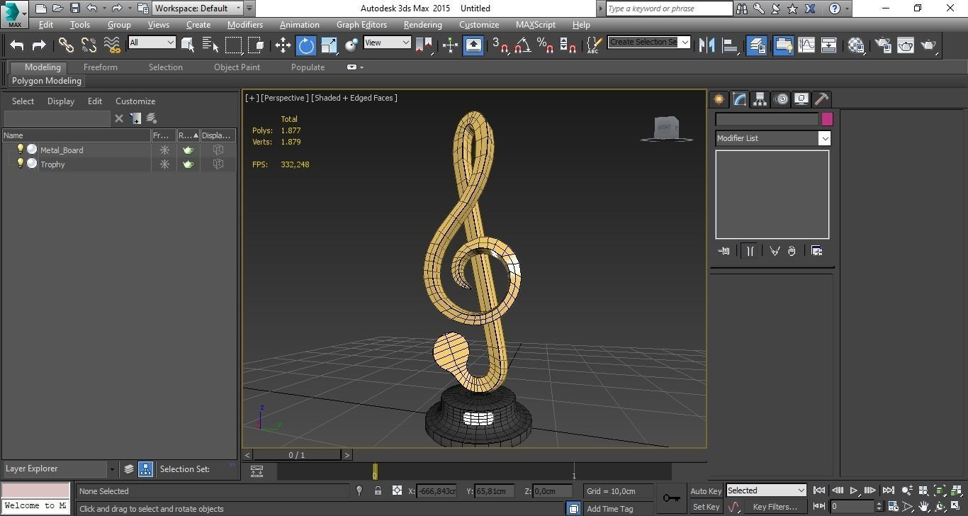 Music Trophy Low-poly 3D model_5