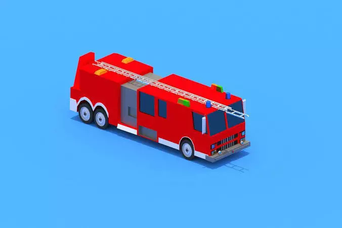 low poly Civil Protection Truck Free low-poly 3D model
