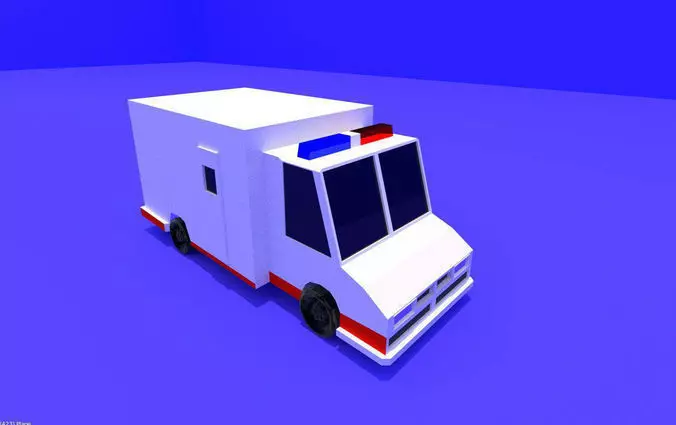 low poly Ambulance Low-poly 3D model