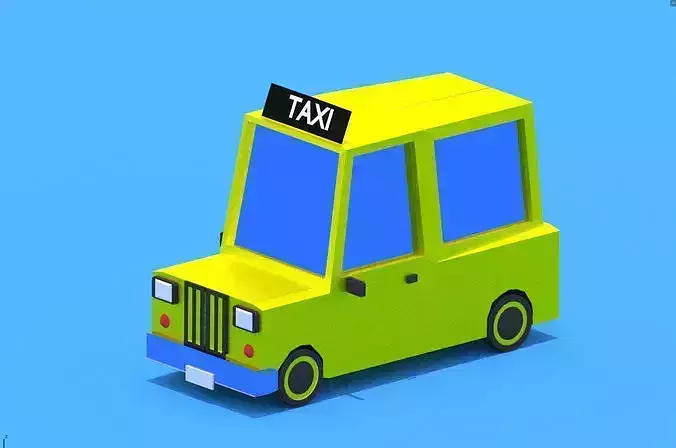 low poly taxi car