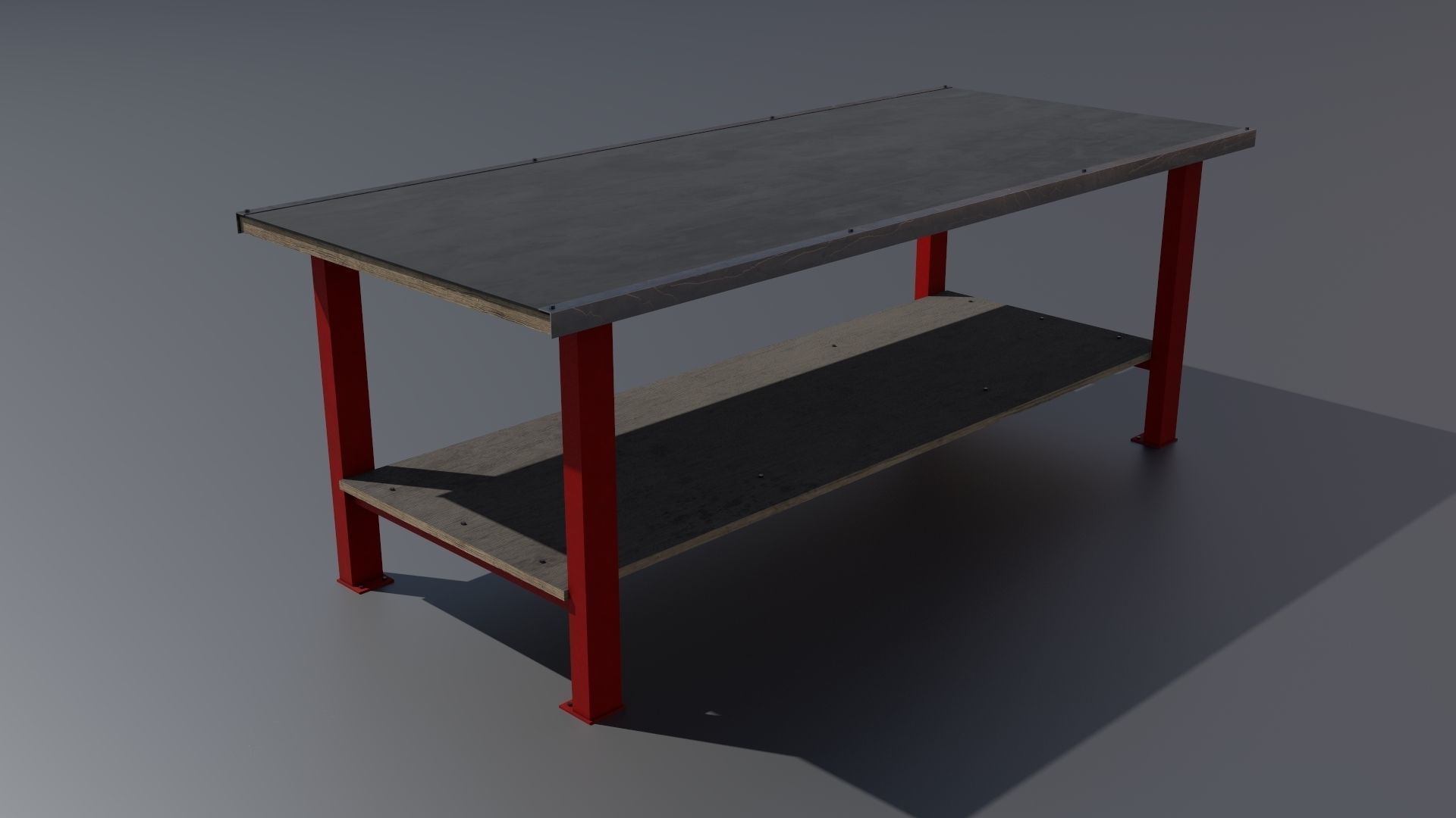 Workshop worktable large PBR  3D model_3