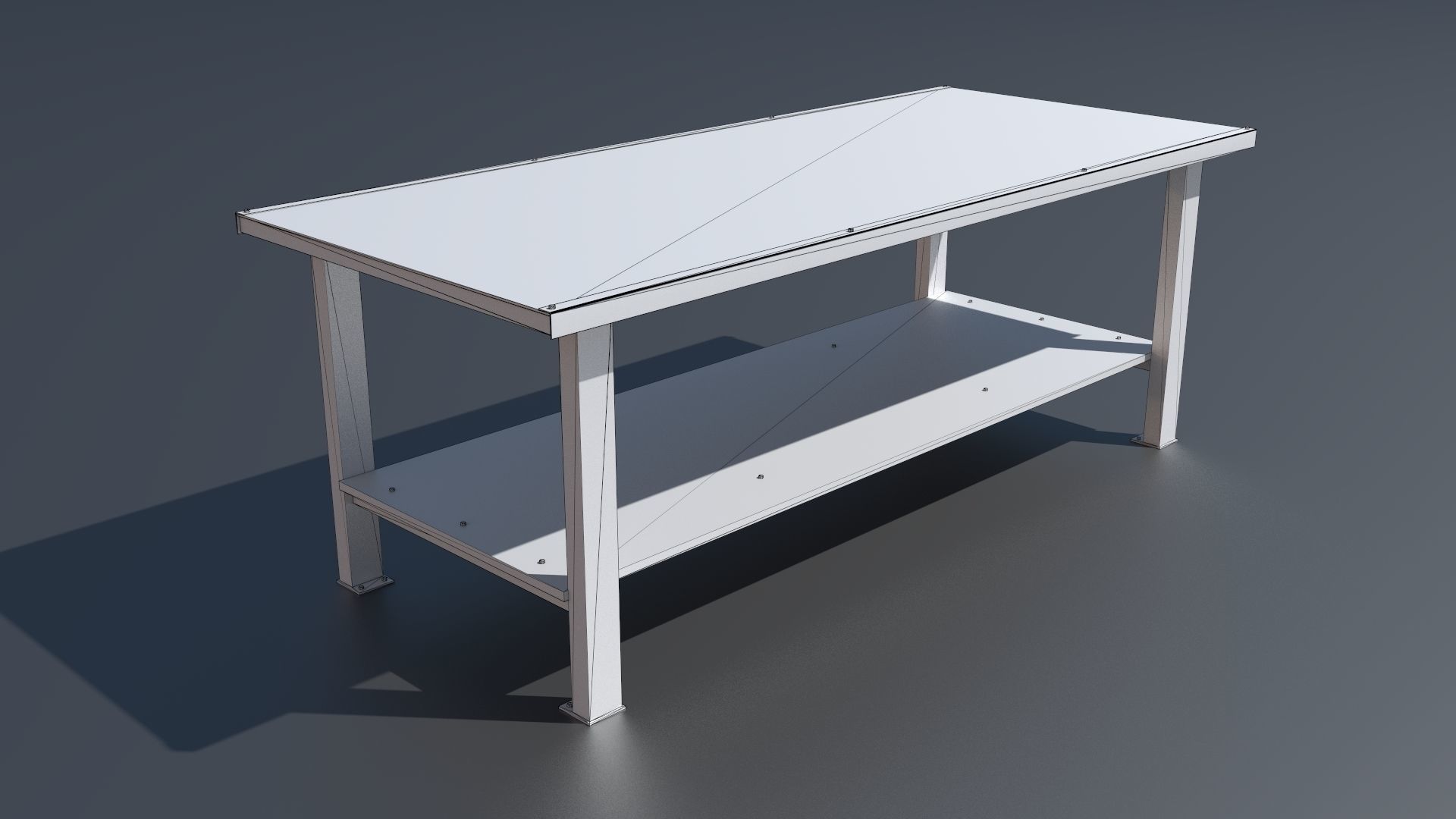 Workshop worktable large PBR  3D model_4