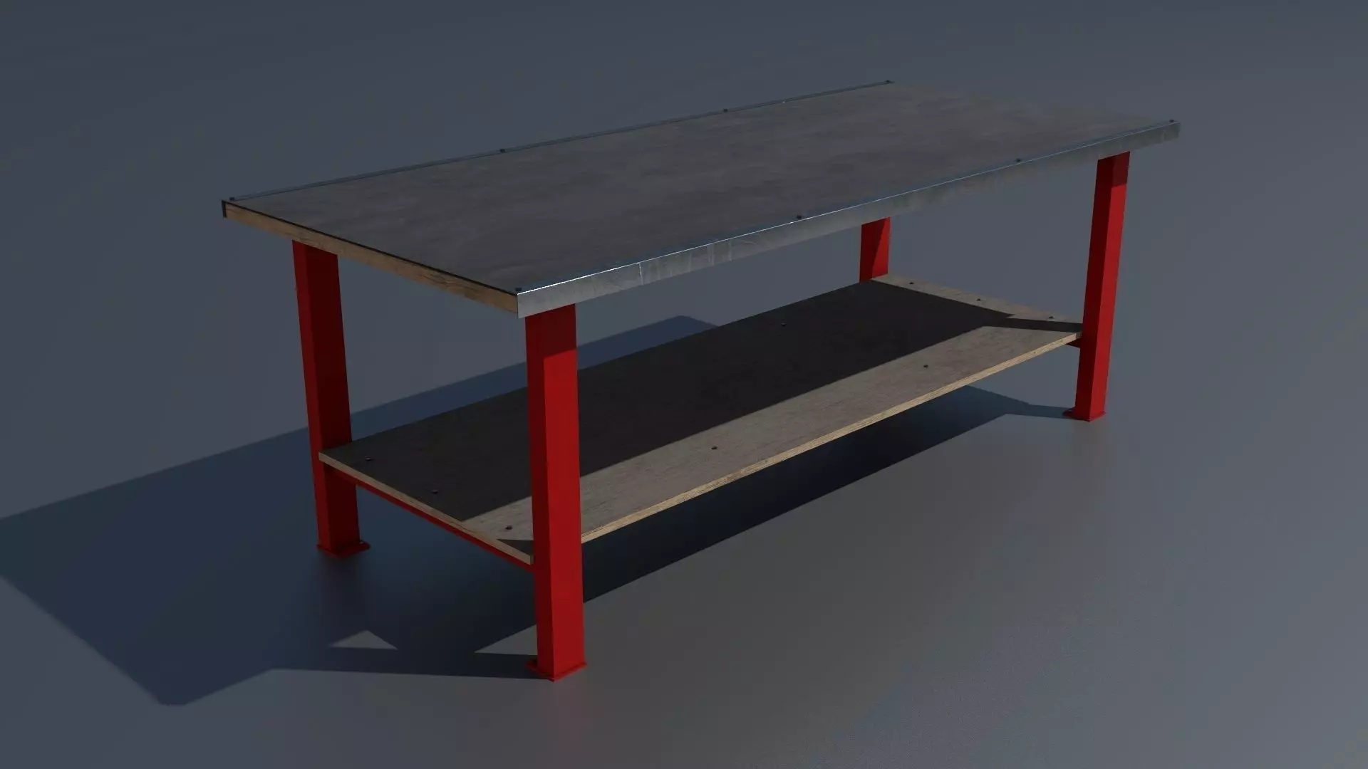 Workshop worktable large PBR  3D model_0