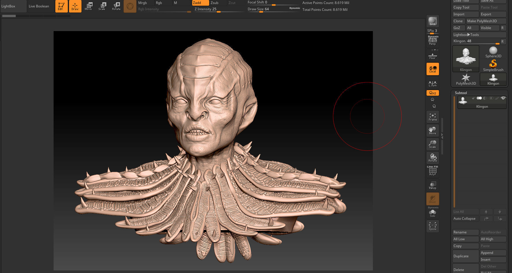 Klingon - Star Trek Bust Highpoly 3D model 3D model_5