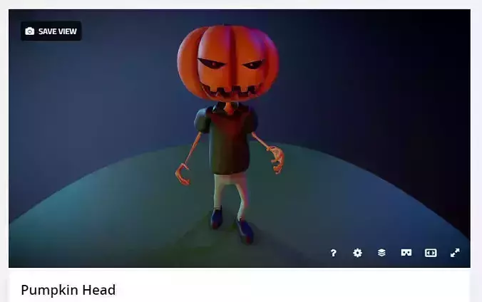 Pumpkin Head Cartoon 3D model