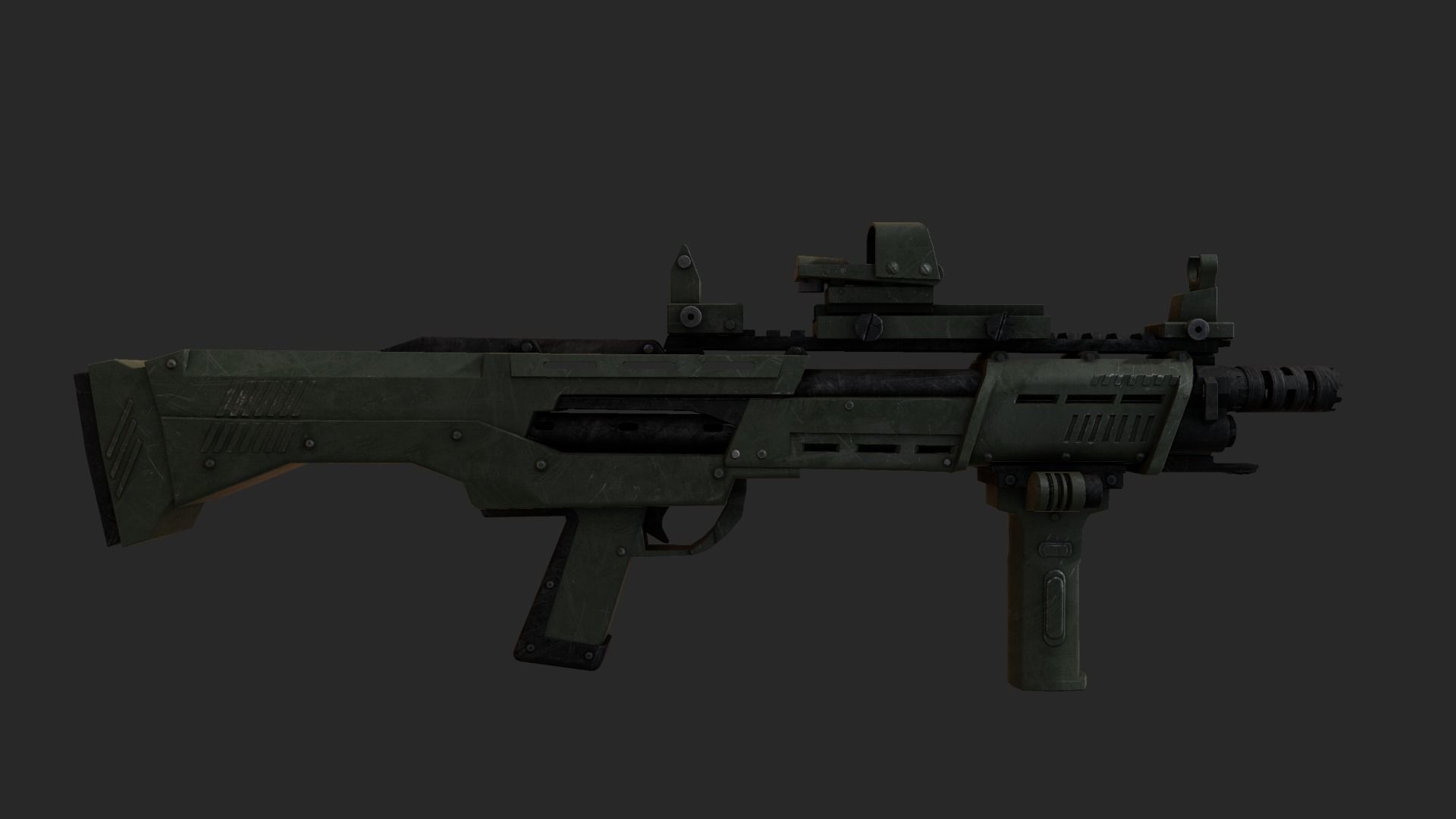 DP-12 assault rifle Low-poly 3D model_1