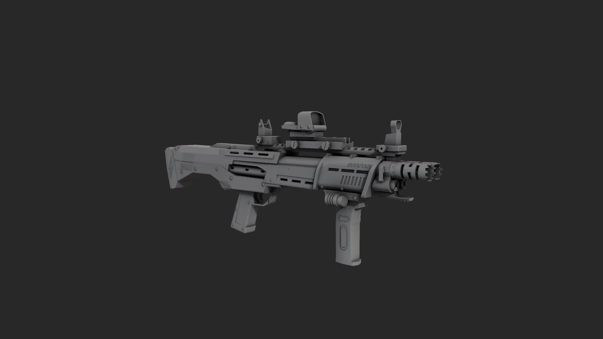 DP-12 assault rifle Low-poly 3D model_4