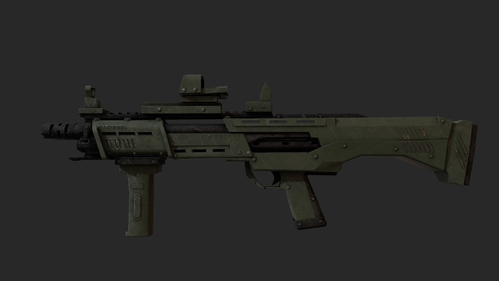 DP-12 assault rifle Low-poly 3D model_0
