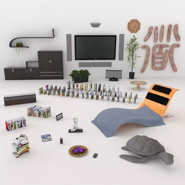 Interior Props Collection 1 Low-poly 3D model_0