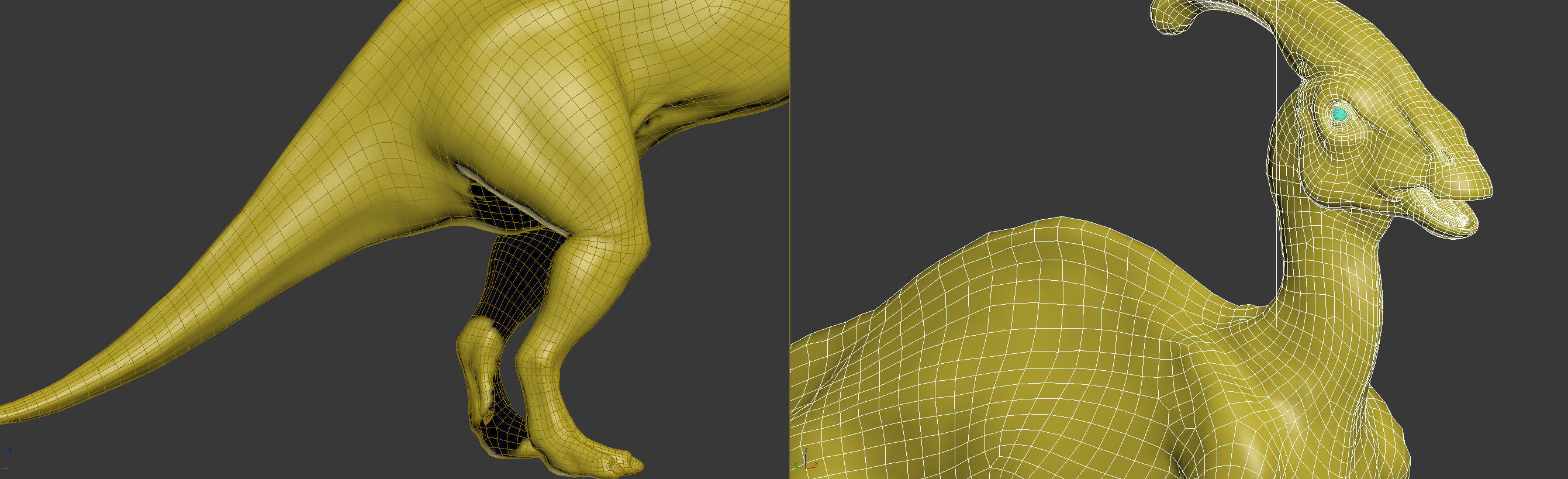 Parasaurolophus dinosaur with long horns Low-poly 3D model_8