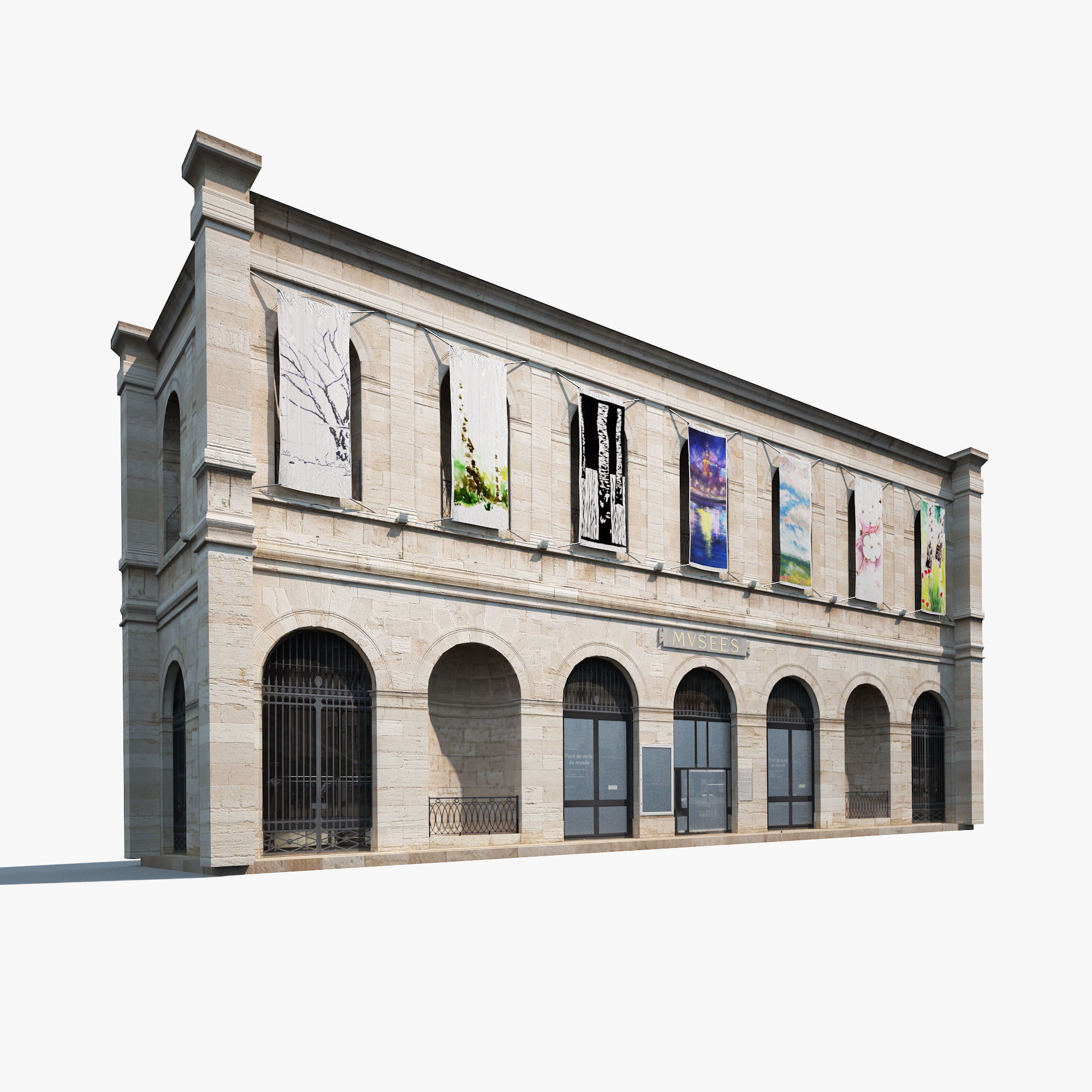 Building Facades BUNDLE2 Low-poly 3D model_11