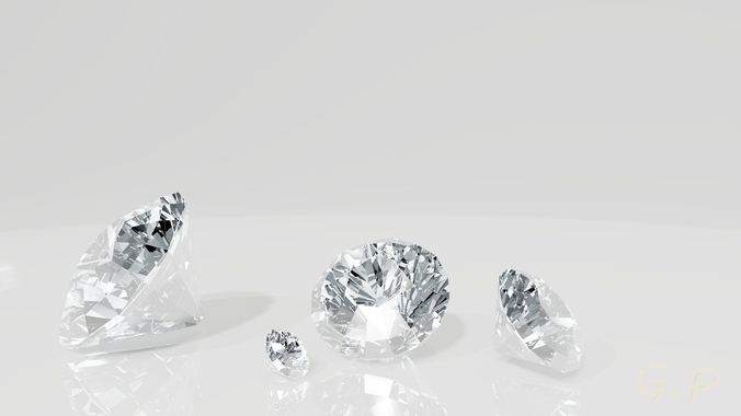 Low-Poly Polished Diamonds Low-poly 3D model