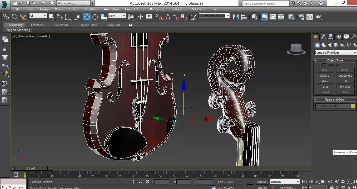 violin Low-poly 3D model_0