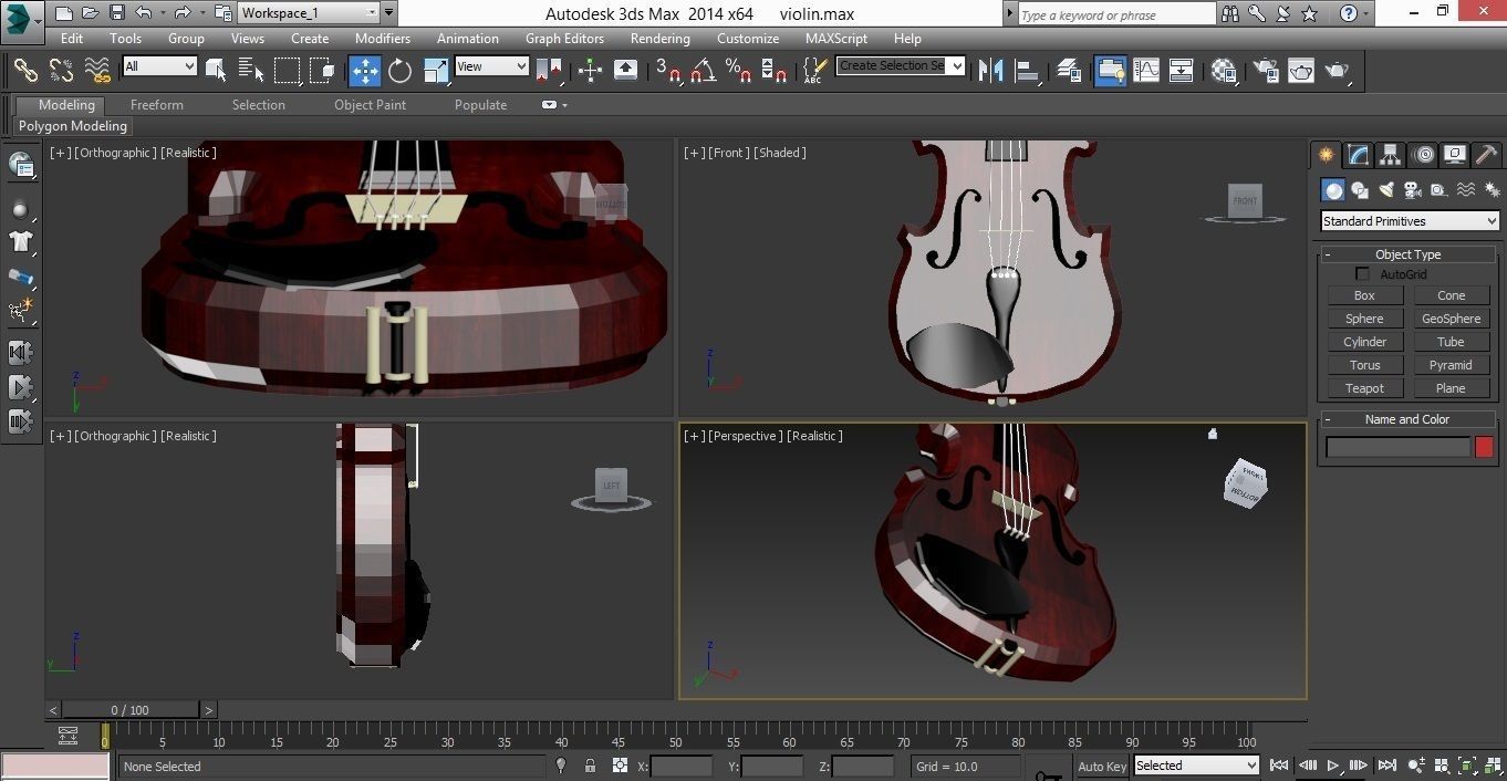 violin Low-poly 3D model_3