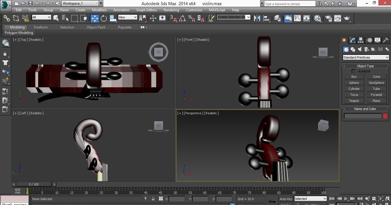 violin Low-poly 3D model_4