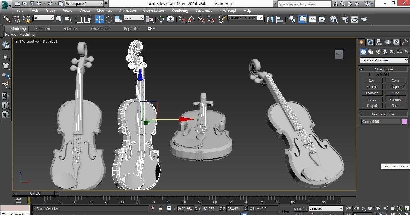 violin Low-poly 3D model_5