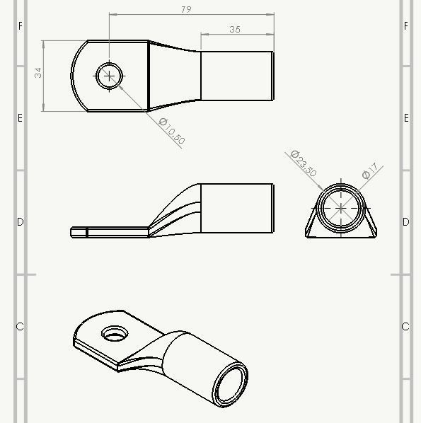 compression cable lug Cu KP-M10-150 Free 3D model_1