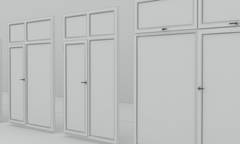Detailed metal-plastic windows and doors 3D model_5