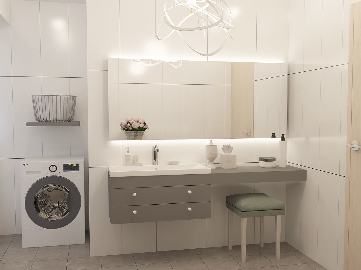 Bathroom modern with tiles 3D model_1